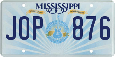 MS license plate JOP876