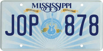 MS license plate JOP878