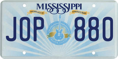 MS license plate JOP880