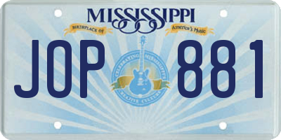MS license plate JOP881
