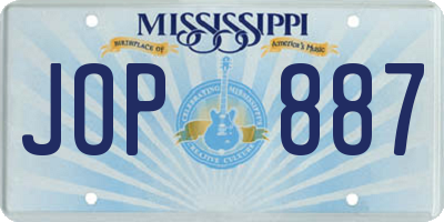 MS license plate JOP887