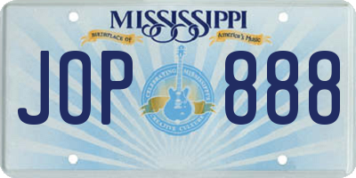 MS license plate JOP888