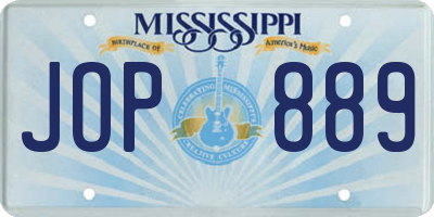 MS license plate JOP889