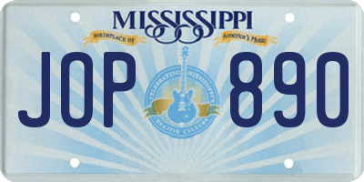 MS license plate JOP890