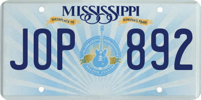 MS license plate JOP892