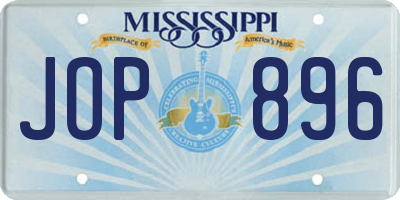 MS license plate JOP896