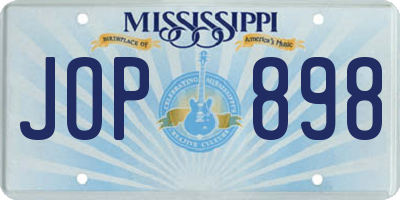 MS license plate JOP898