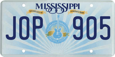 MS license plate JOP905