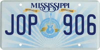 MS license plate JOP906