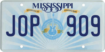 MS license plate JOP909