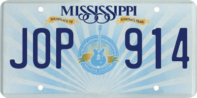 MS license plate JOP914