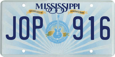 MS license plate JOP916