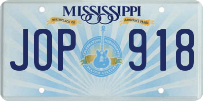 MS license plate JOP918