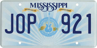 MS license plate JOP921