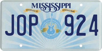 MS license plate JOP924