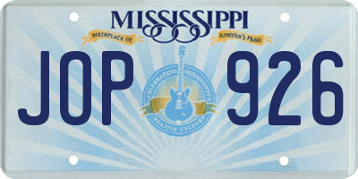 MS license plate JOP926