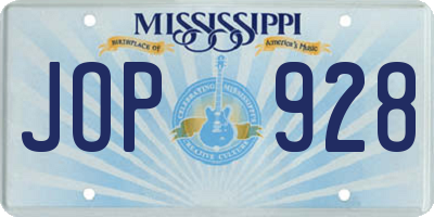 MS license plate JOP928