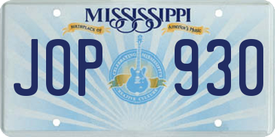 MS license plate JOP930