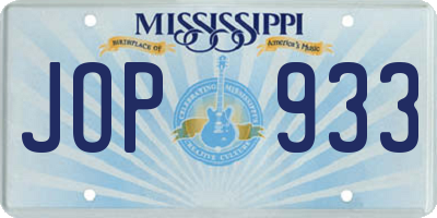 MS license plate JOP933