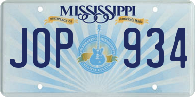 MS license plate JOP934
