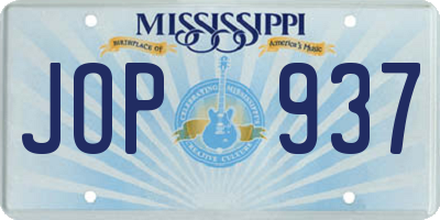 MS license plate JOP937