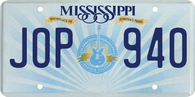 MS license plate JOP940