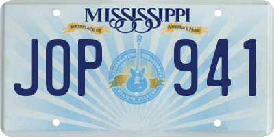 MS license plate JOP941