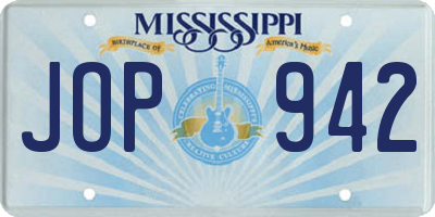 MS license plate JOP942