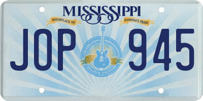 MS license plate JOP945
