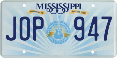 MS license plate JOP947