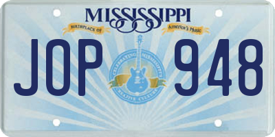 MS license plate JOP948