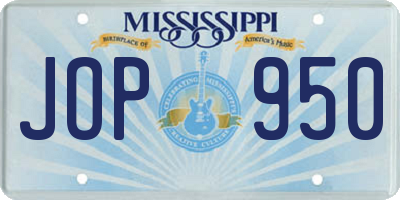 MS license plate JOP950
