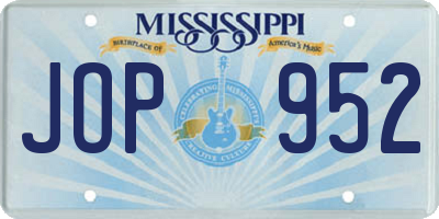 MS license plate JOP952