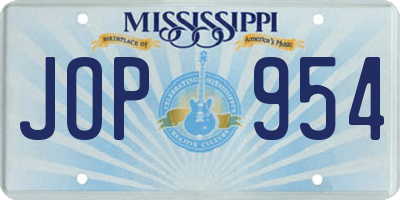 MS license plate JOP954