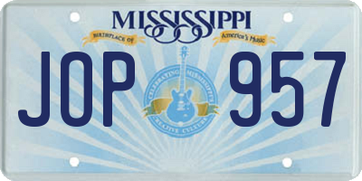 MS license plate JOP957