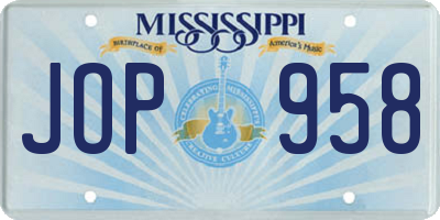 MS license plate JOP958