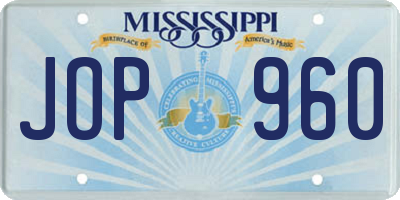 MS license plate JOP960
