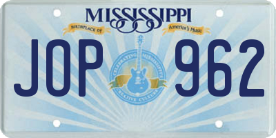 MS license plate JOP962