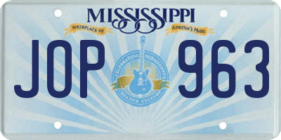 MS license plate JOP963