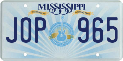 MS license plate JOP965