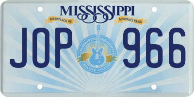 MS license plate JOP966