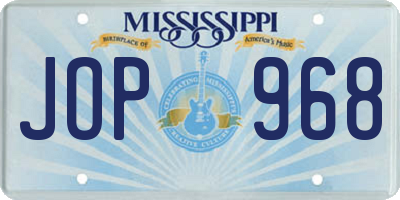 MS license plate JOP968