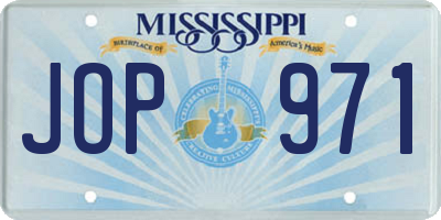 MS license plate JOP971