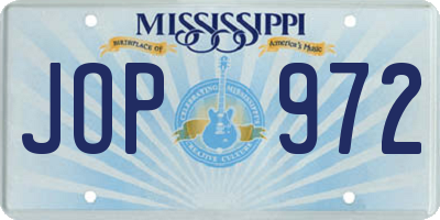 MS license plate JOP972