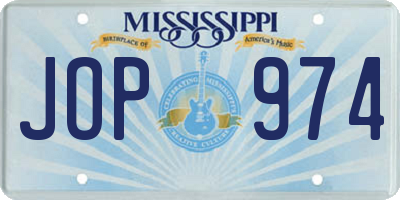 MS license plate JOP974