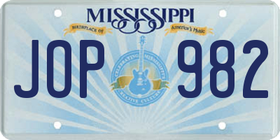 MS license plate JOP982