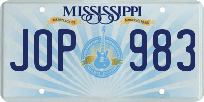 MS license plate JOP983