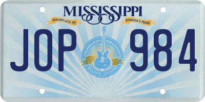 MS license plate JOP984