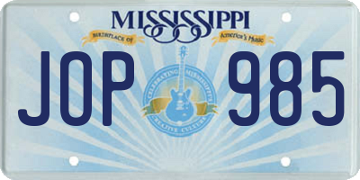MS license plate JOP985