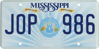 MS license plate JOP986